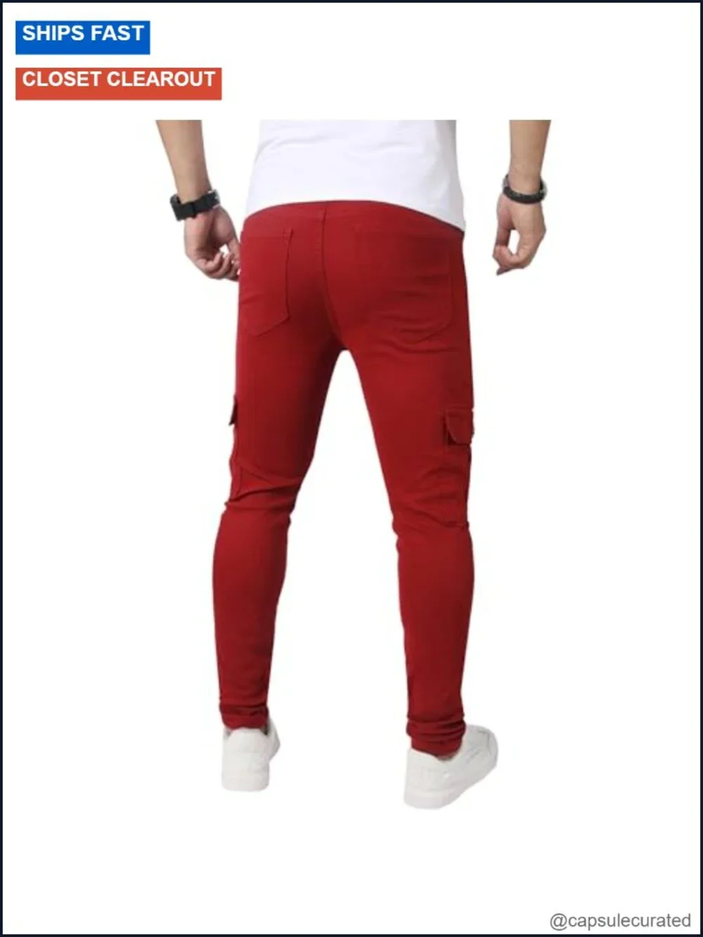 Men's Skinny Stretch Jeans Slim Ripped Distressed Tapered Leg Denim Pants